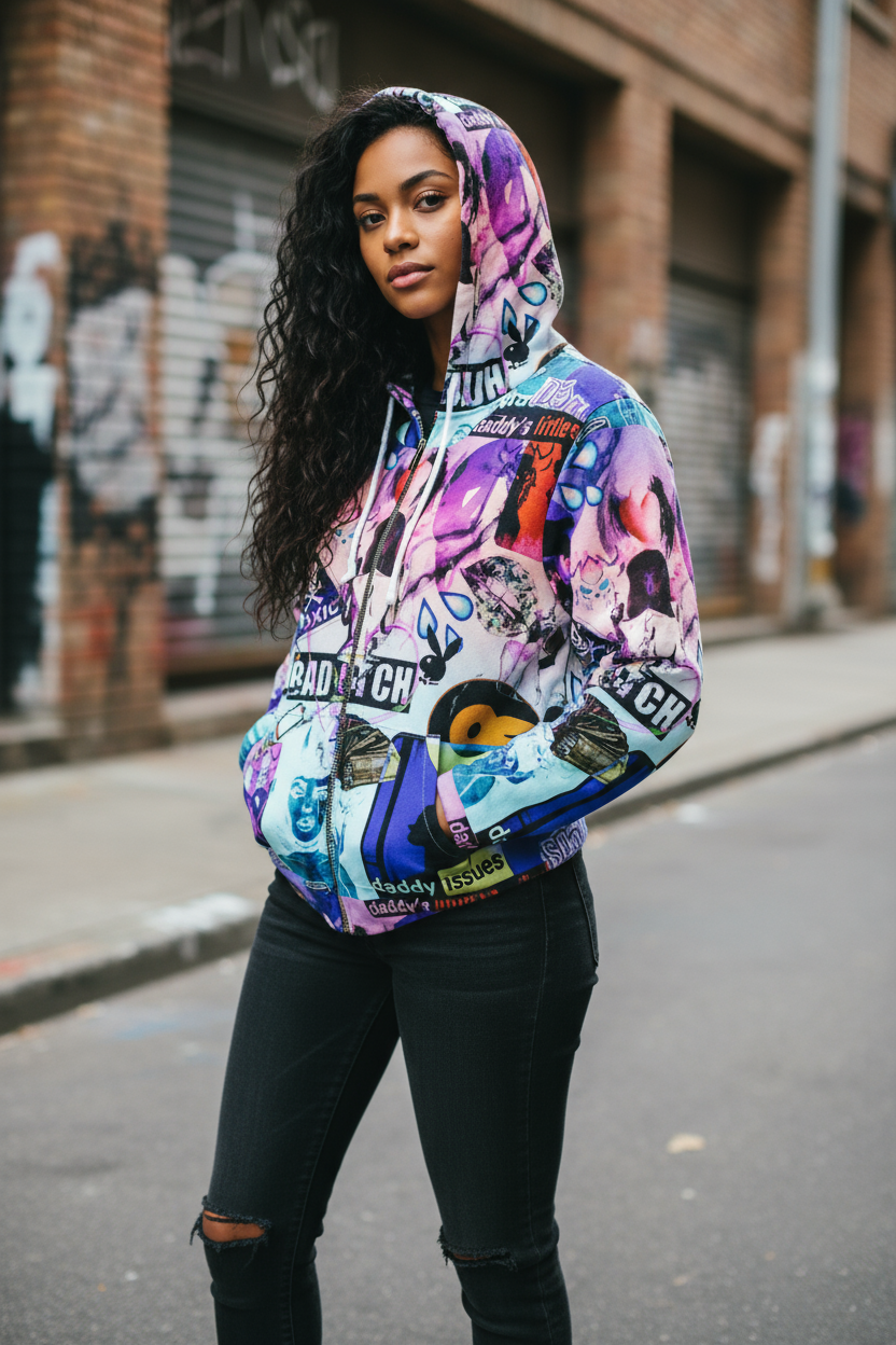 Vibrant Graphic Women's Hoodie - Bad Bitch Collection