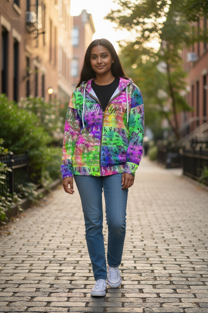 "Ungodly Positions: Kama Sutra" Colorful Women’s Full-Zip Hoodie - Ungodly Apparel