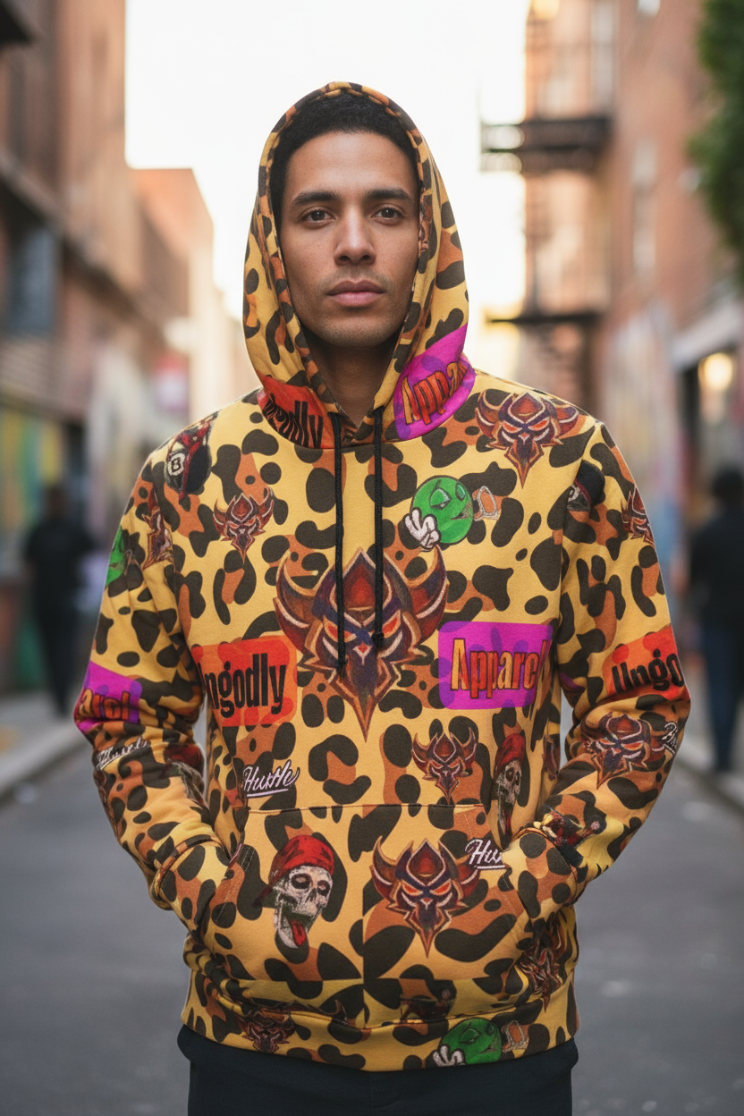 "Ungodly Leopard" Bold Graphic Athletic Hoodie