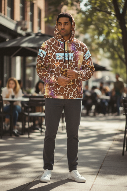 "Ungodly Giraffe" Wildlife Print Athletic Hoodie for Nature Lovers