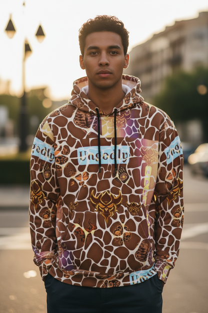 "Ungodly Giraffe" Wildlife Print Athletic Hoodie for Nature Lovers