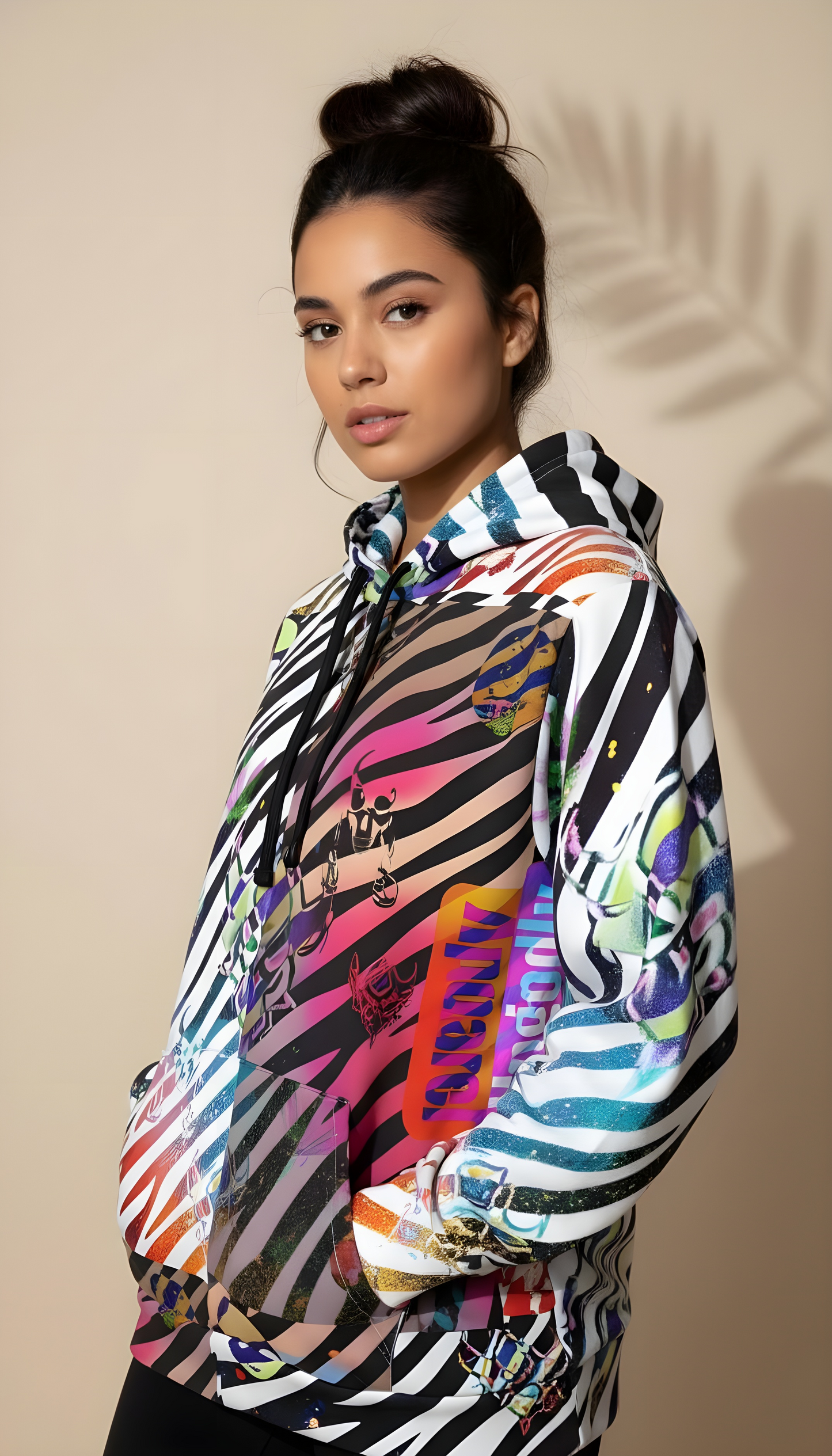 "Ungodly Zebra" Vibrant Zebra Print Athletic Hoodie