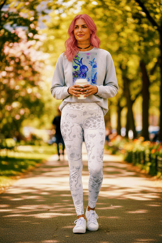 Snow Bunny Print Leggings — Women’s Casual Yoga Leggings