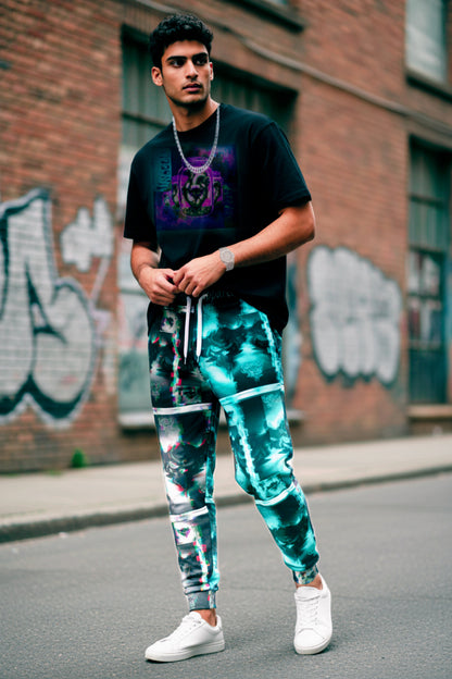 "Ungodly Blur" Urban Graphic Athletic Joggers - Trendy Streetwear for Active Lifestyles