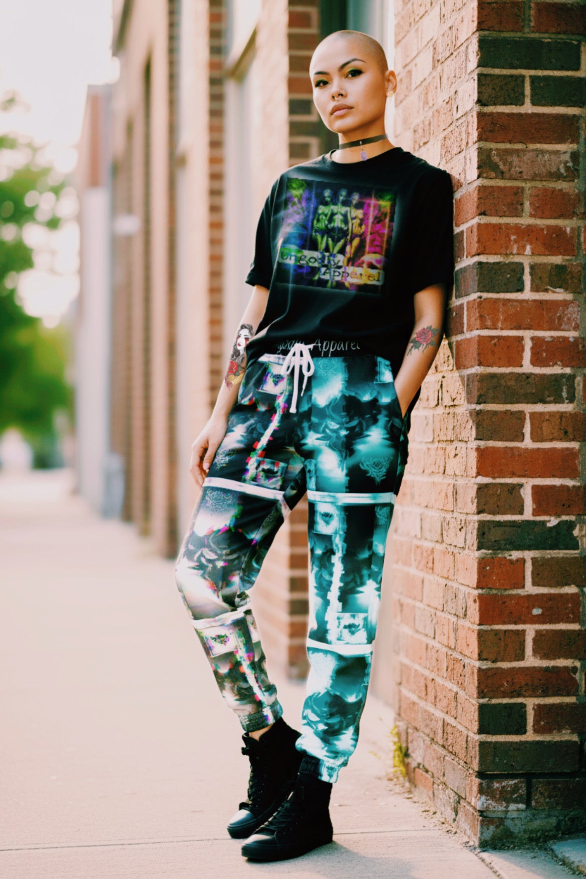 "Ungodly Blur" Urban Graphic Athletic Joggers - Trendy Streetwear for Active Lifestyles