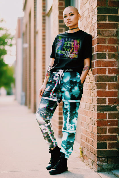 "Ungodly Blur" Urban Graphic Athletic Joggers - Trendy Streetwear for Active Lifestyles