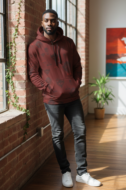 Ungodly Red Skull Pattern Hoodie – All-Over Print Unisex Athletic Pullover