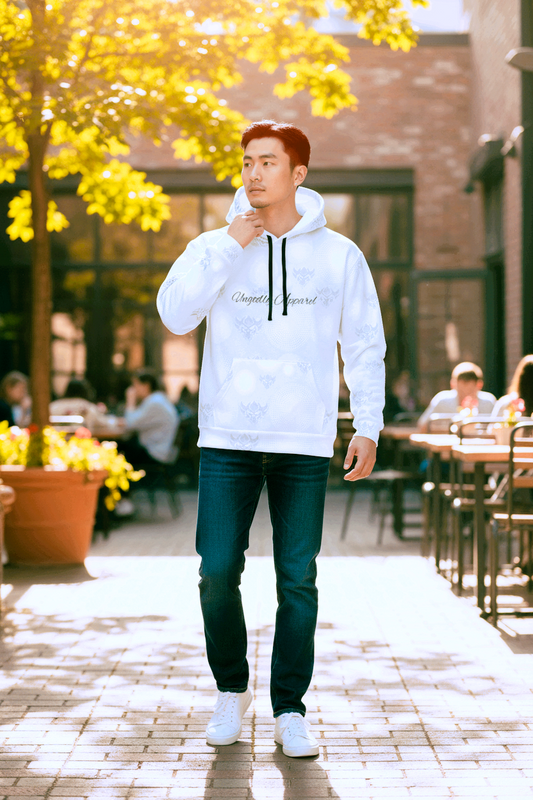 Snow White Polka Glow Unisex Athletic Hoodie — Ungodd Apparel All-Over Print