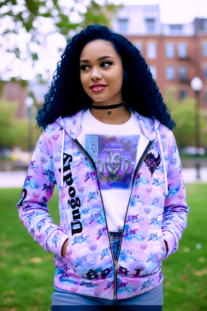 Vibrant Women’s Full-Zip Hoodie with Bold Graphics for Casual Style