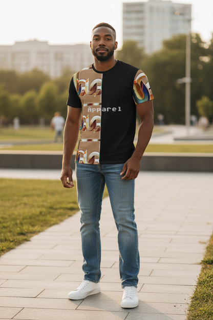 Retro Graphic Tee — 'Ungodly Gold Chain Pattern Apparel' Split-Pattern All-Over Print T-Shirt