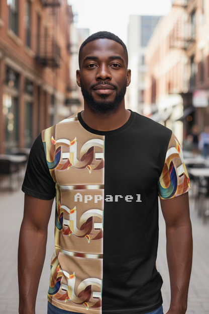 Retro Graphic Tee — 'Ungodly Gold Chain Pattern Apparel' Split-Pattern All-Over Print T-Shirt