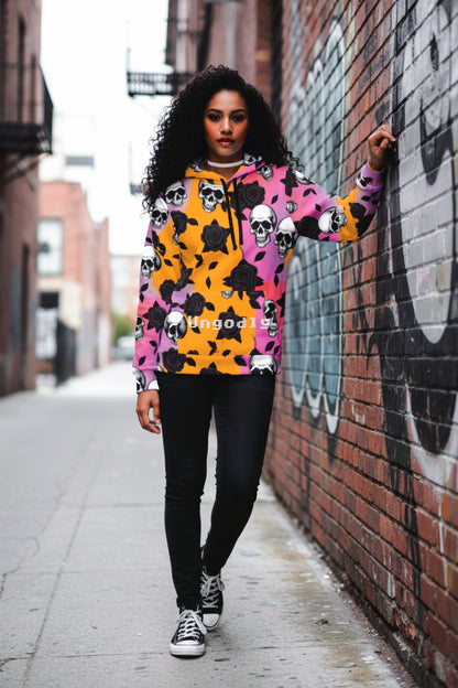 Skull and Black Roses Unisex Hoodie