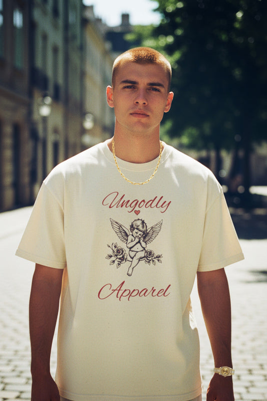 Angel Cherub Graphic Tee — "Ungodly Apparel" Vintage Rose Streetwear