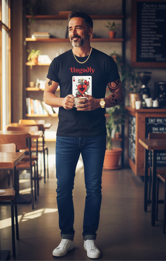 Ungodly Ace of Hearts Tee — Vintage Tattoo Card Graphic T-Shirt