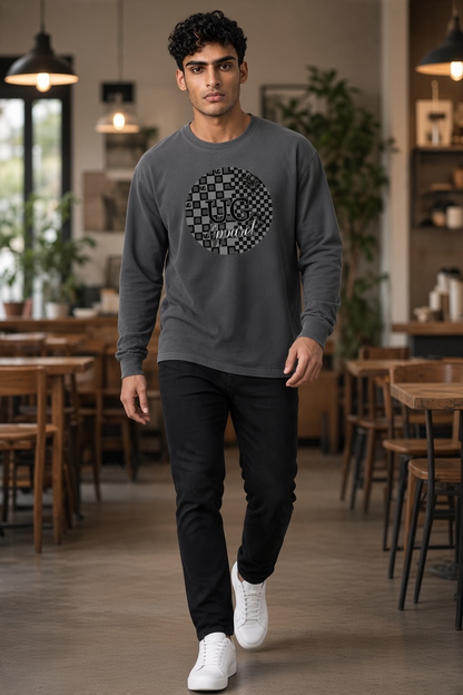 "Black/Gray Checkerboard UG Apparel" Gradient Washed Long Sleeve T-Shirt