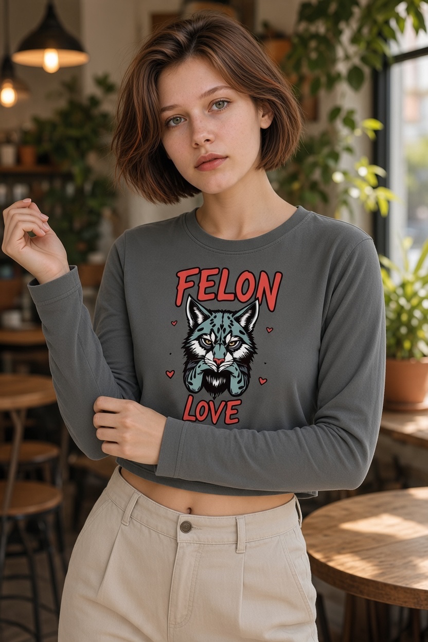 Women's Vintage Wash Slim T-Shirt "Felon Love"