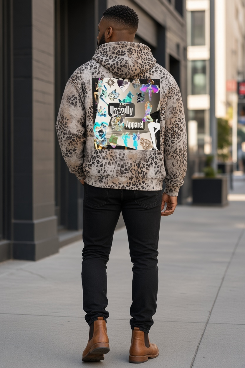 "UG Vices" Unisex Vintage Wash Leopard Full Zip Hoodie