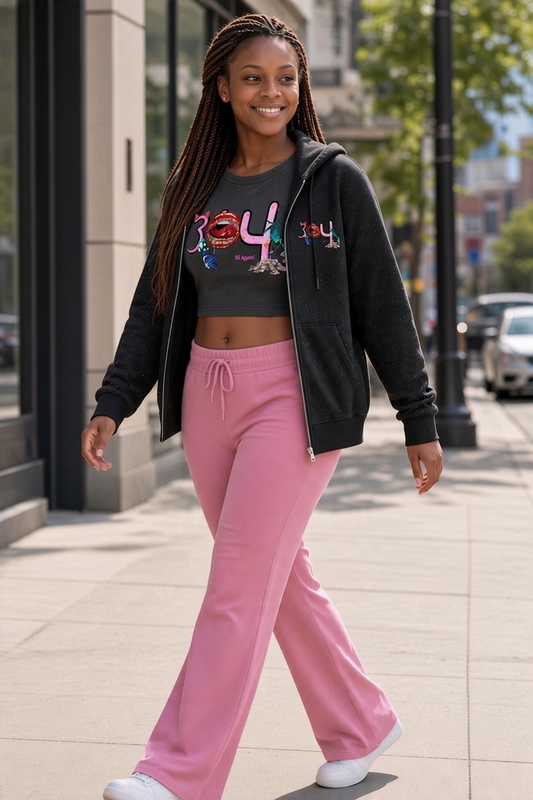 "304 Ungodly Apparel" Women's Sparkles Fleece Full Zip Hoodie