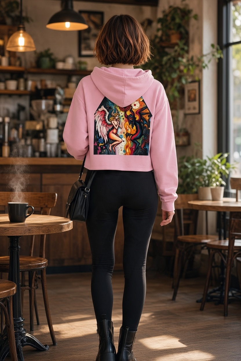 "Angels vs Demons" Vintage Washed Raw Edge Hoodie