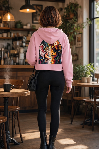 "Angels vs Demons" Vintage Washed Raw Edge Hoodie