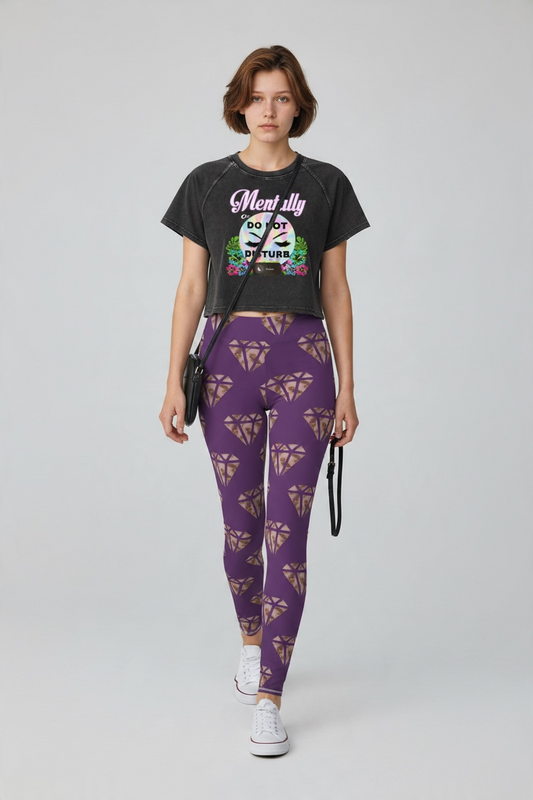 "Mentally on Do Not Disturb" Women's Mineral Wash Raglan Crop T-Shirt