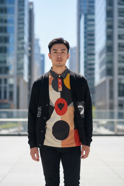 Black/Grey UG Apparel Checkerboard Essential Heavyweight Sweat Cardigan