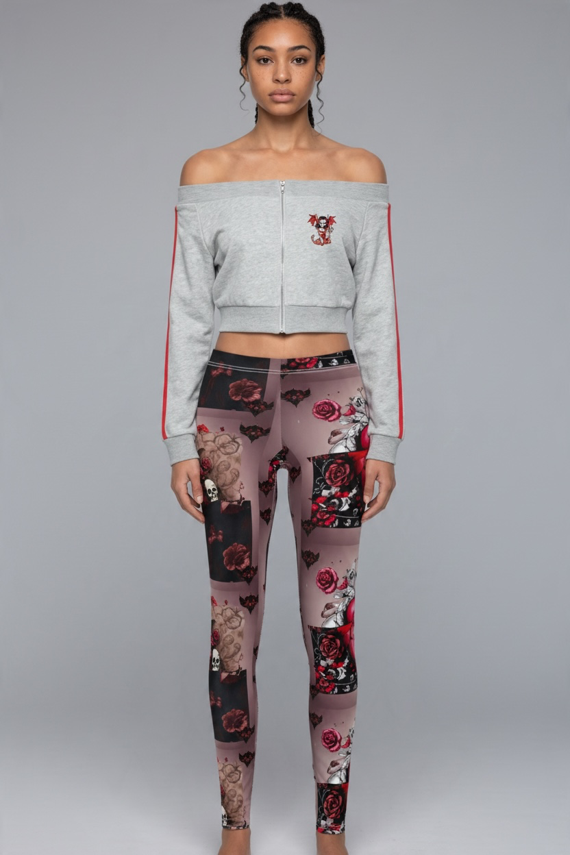 "Ungodly Apparel's Lil' Demon" Women's Off-Shoulder Full Zip Hoodie
