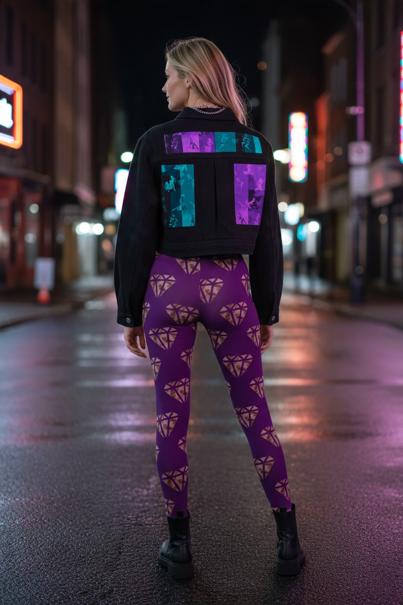 Purple Ungodly Logo Diamond Pattern Leggings