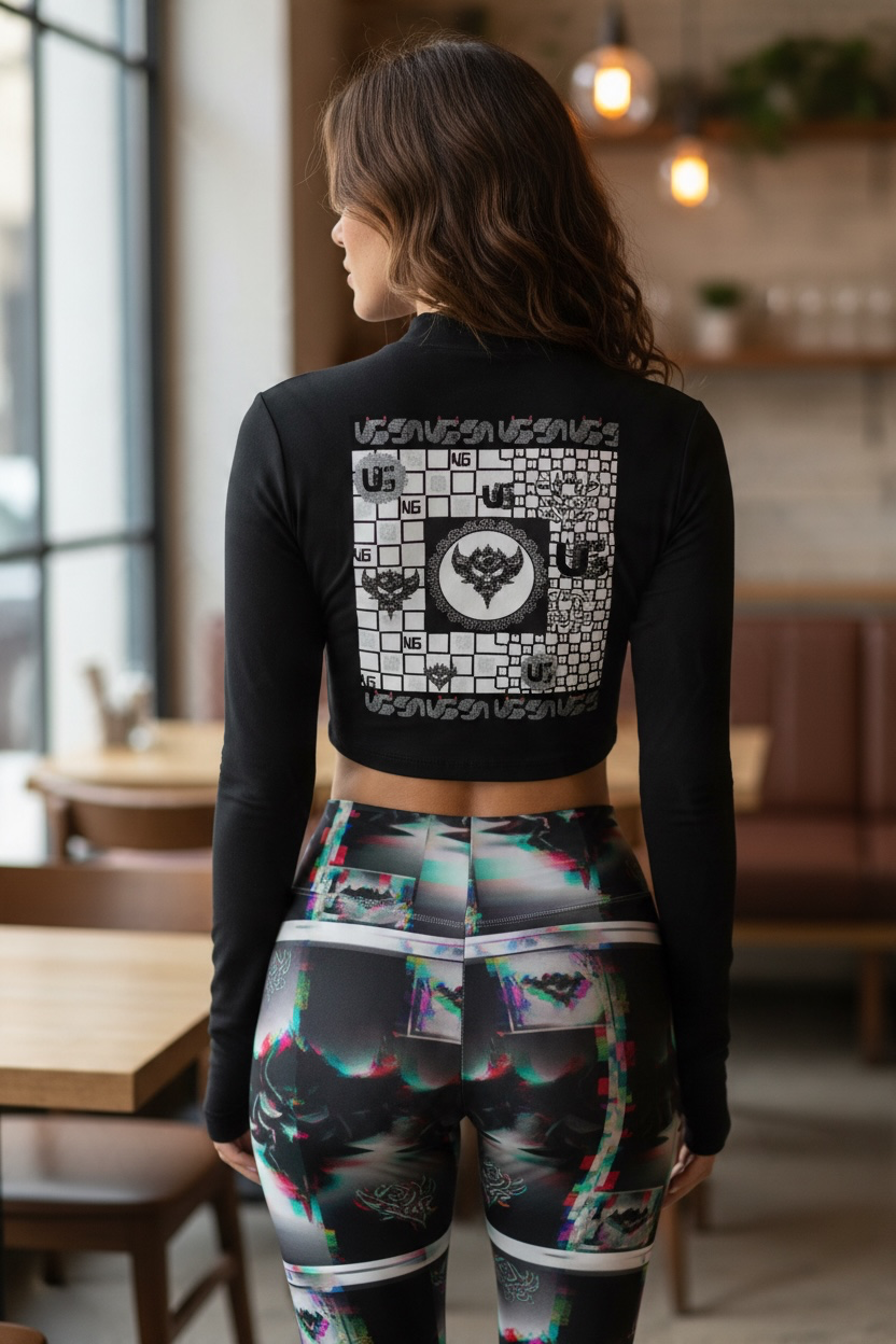 "UG Apparel White Checkerboard Paw" Women’s Crop Yoga Sports Jacket