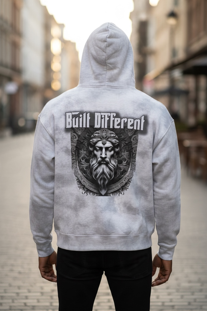 Built Different Dirty Washed Zip-Up Fleece Hoodie