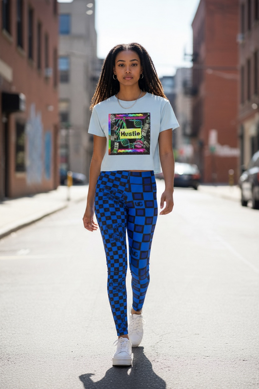 UG Apparel Blue Checkerboard Leggings