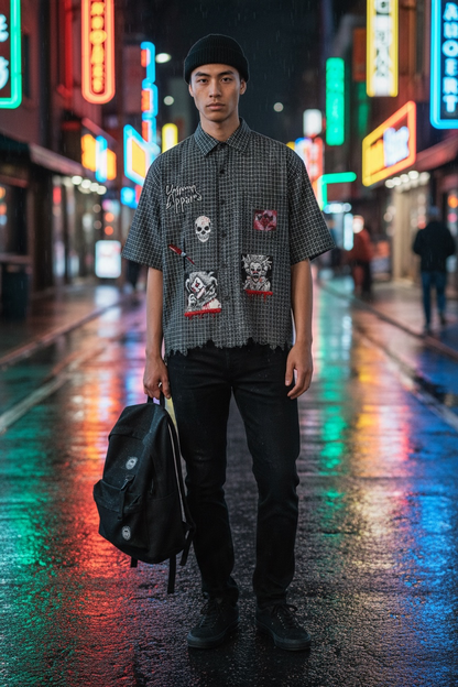 Killer Clown Unisex Distressed Plaid Boxy Shirt