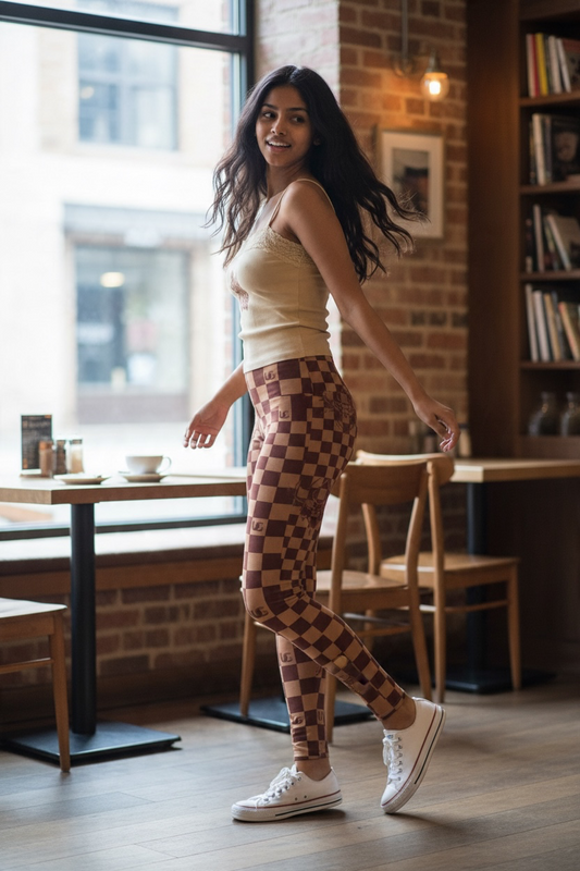 Women's UG Apparel Brown Checkerboard Casual Leggings