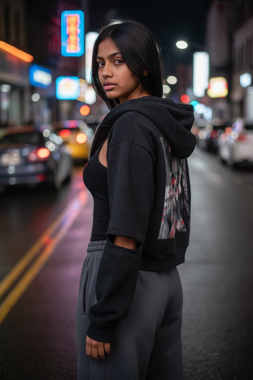 "Boundless Sin" Women's Vintage Wash Detachable Sleeves Hoodie