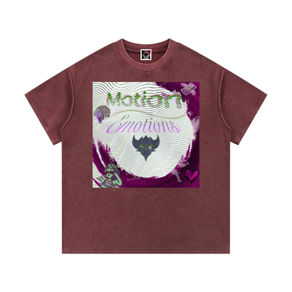 "Motion Over Emotions" Mineral Wash Waffle Knit T-Shirt