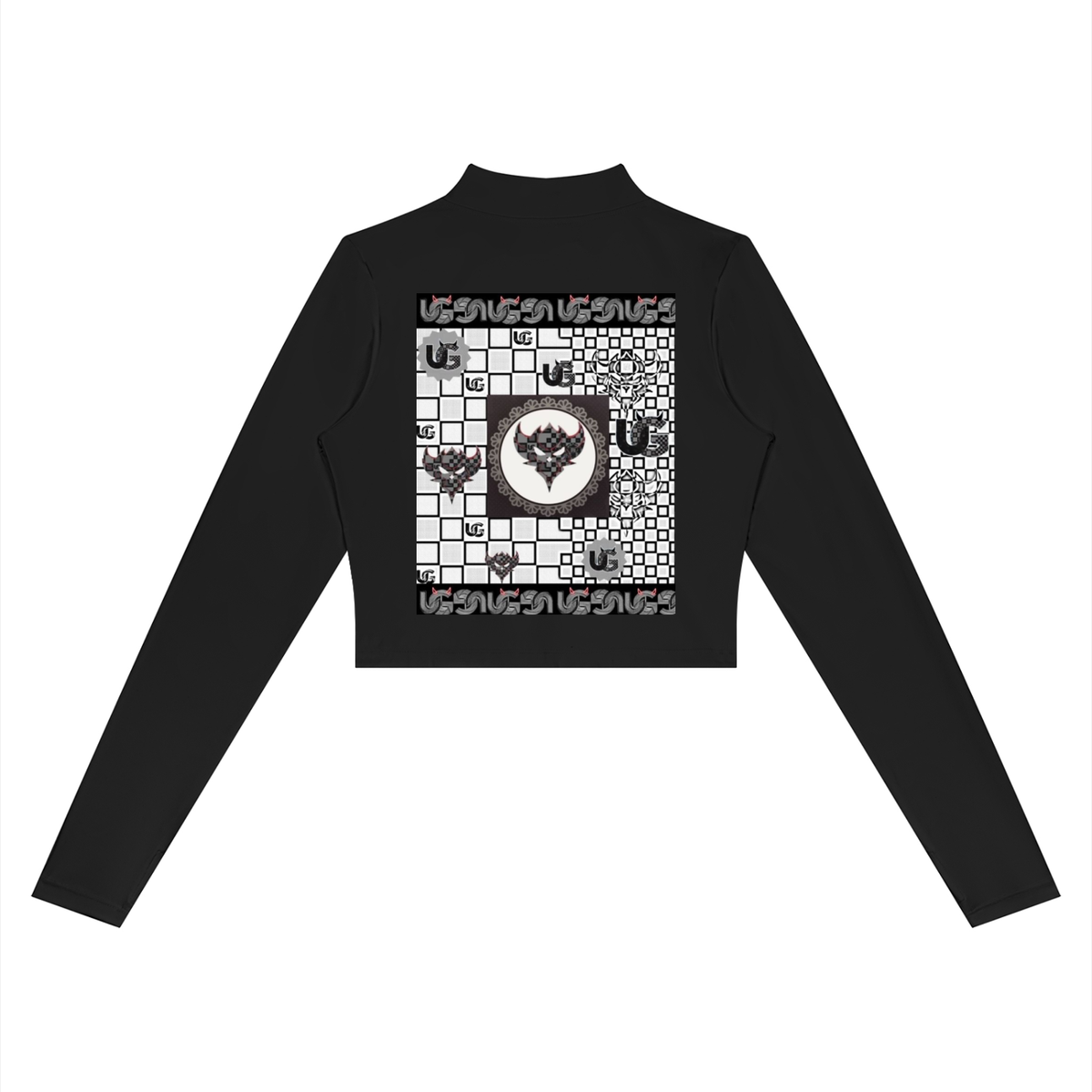 "UG Apparel White Checkerboard Paw" Women’s Crop Yoga Sports Jacket
