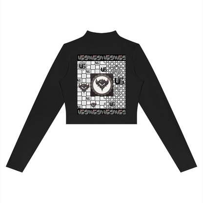"UG Apparel White Checkerboard Paw" Women’s Crop Yoga Sports Jacket