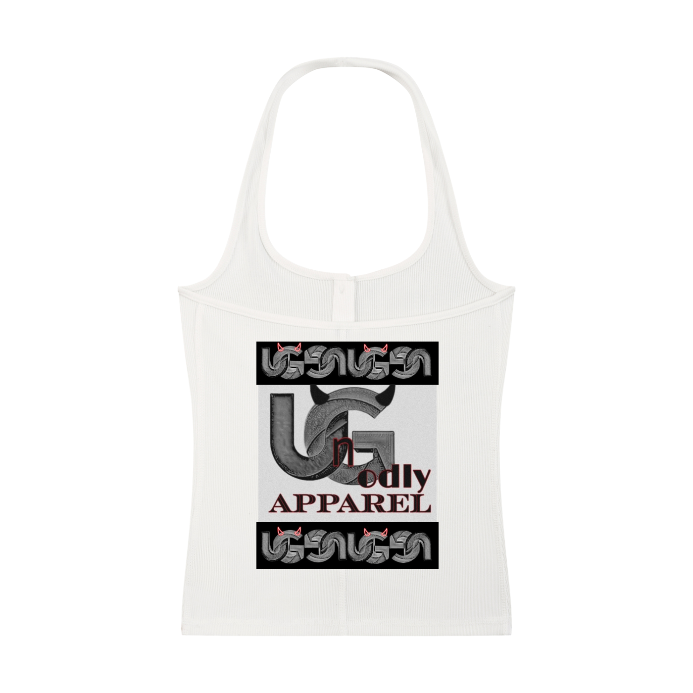 ""UG Apparel Chain Pattern" Women's Ribbed Henley Tank Top