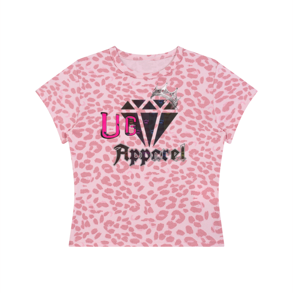 "UG Apparel Diamond Crown" Women’s Leopard Print Crop T-Shirt