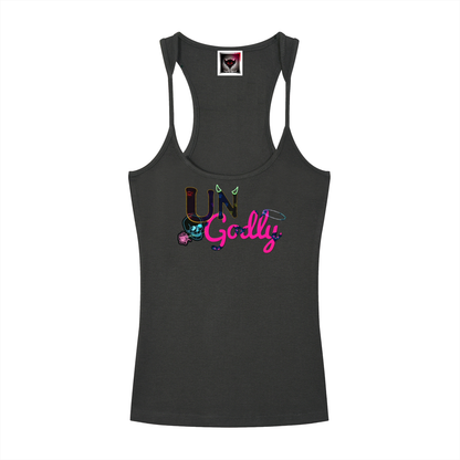 "Black and Pink UG Apparel Skull" Slim Fit Ribbed Racerback Tank Top