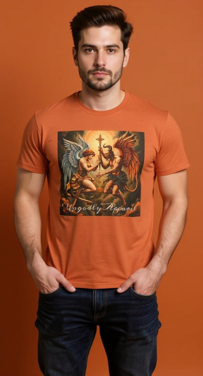 Angels & Demons Graphic Tee — 'Heavenly Musical' Vintage Gothic Art Shirt