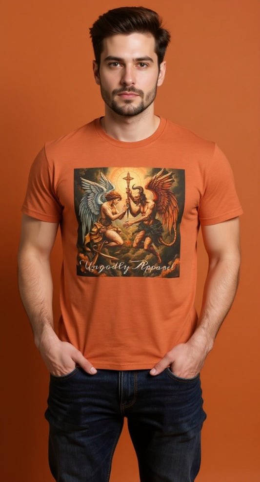 Angels & Demons Graphic Tee — 'Heavenly Musical' Vintage Gothic Art Shirt