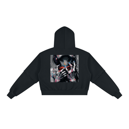 "Boundless Sin" Women's Vintage Wash Detachable Sleeves Hoodie