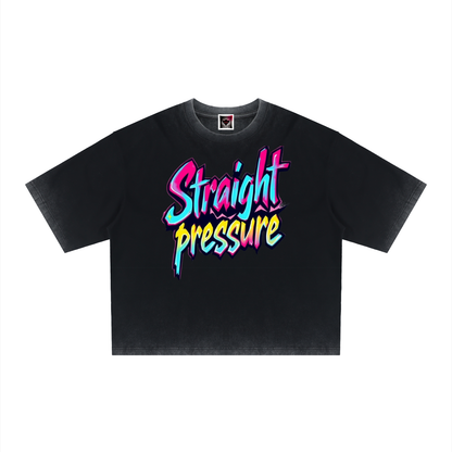 "Straight Pressure" Unisex Reverse Dyed Boxy T-Shirt