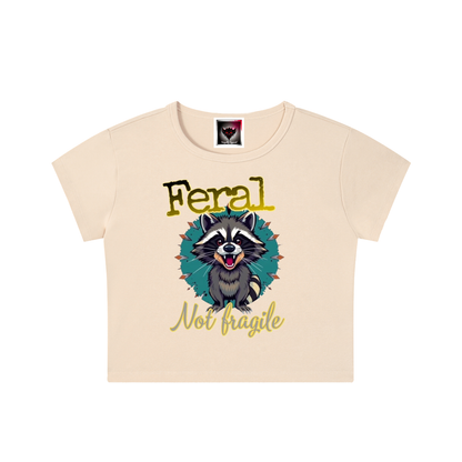 "Feral, Not Fragile" Snow Washed Crop Top