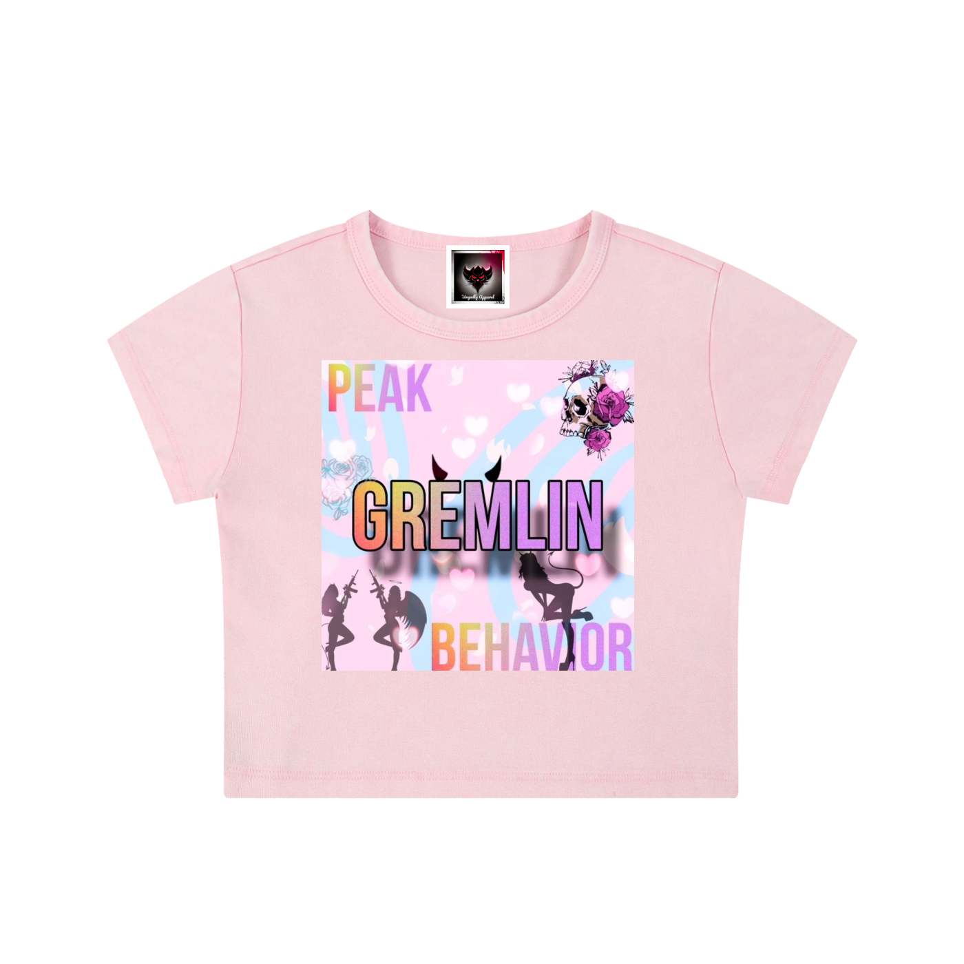 "Peak Gremlin Behavior" Snow Washed Crop Top