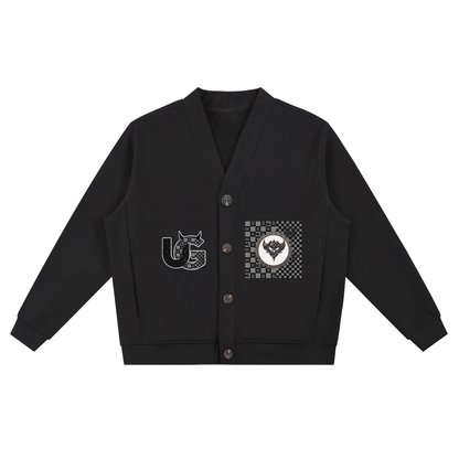 Black/Grey UG Apparel Checkerboard Essential Heavyweight Sweat Cardigan