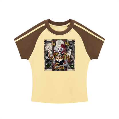 "In My Villain Era" Contrast Stripes Bodycon Raglan  Sleeve T-Shirt