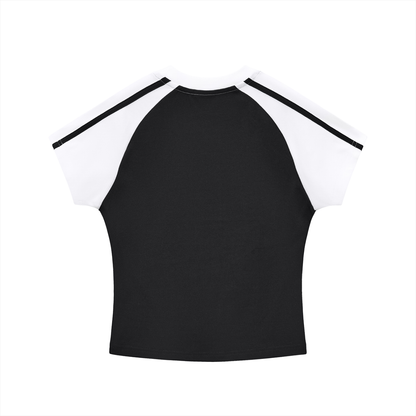 "Black and White UG Apparel" Contrast Stripes Bodycon Raglan  Sleeve T-Shirt