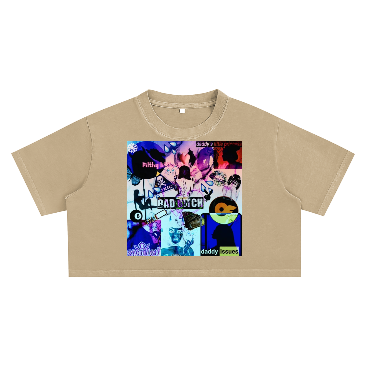 "Bad Bitch" Snow Washed Crop Top